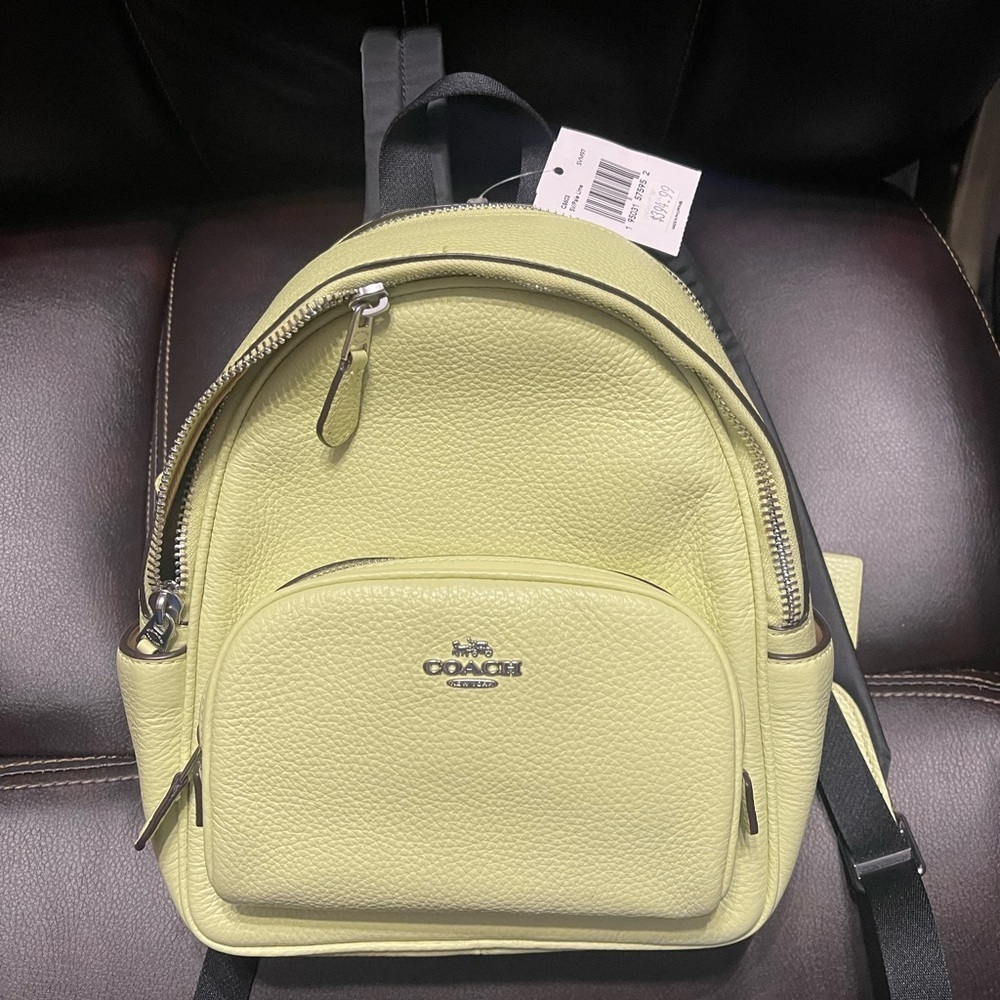 Coach Lemon Yellow Pebbled Leather Mini Backpack